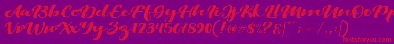 ViksiScript-Schriftart – Rote Schriften auf violettem Hintergrund