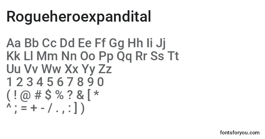 Schriftart Rogueheroexpandital – Alphabet, Zahlen, spezielle Symbole