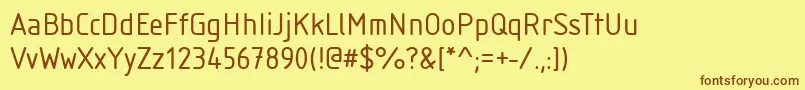 フォントIsonormRegular – 茶色の文字が黄色の背景にあります。