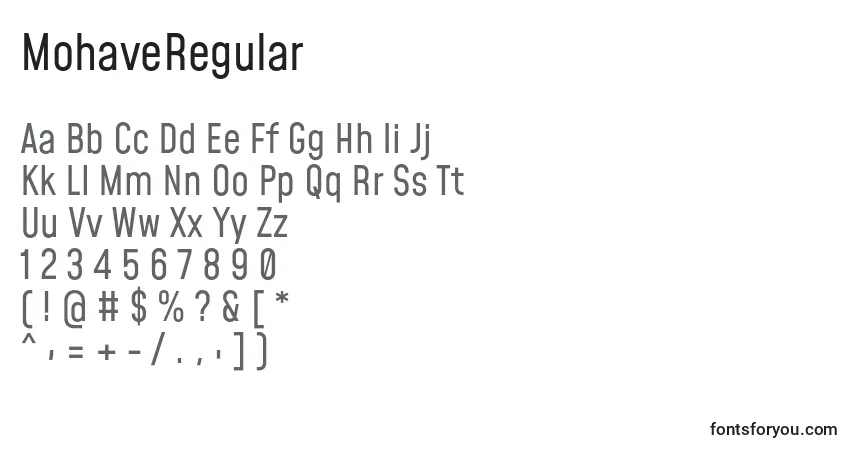 Schriftart MohaveRegular – Alphabet, Zahlen, spezielle Symbole