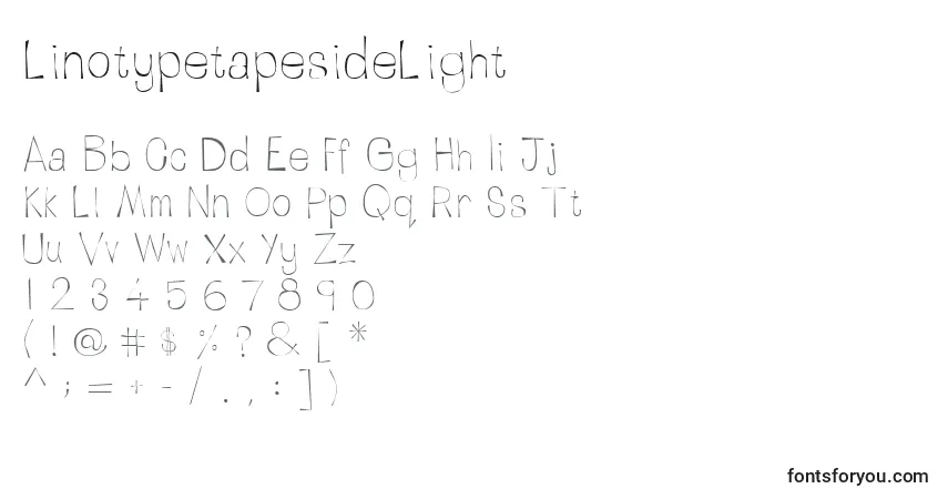 Шрифт LinotypetapesideLight – алфавит, цифры, специальные символы
