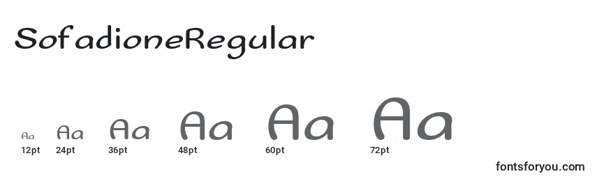 Размеры шрифта SofadioneRegular