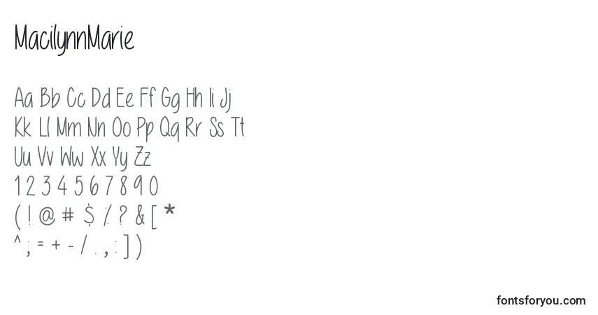 Czcionka MacilynnMarie – alfabet, cyfry, specjalne znaki