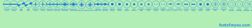 FastenersJl Font – Blue Fonts on Green Background