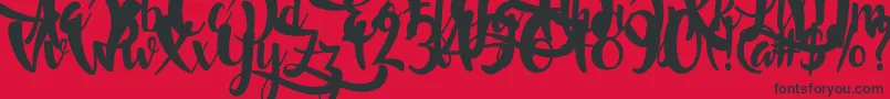 LostInWild-Schriftart – Schwarze Schriften auf rotem Hintergrund