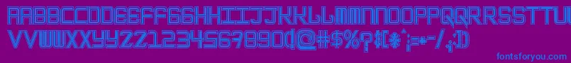 フォントEpicenterTwostroke – 紫色の背景に青い文字