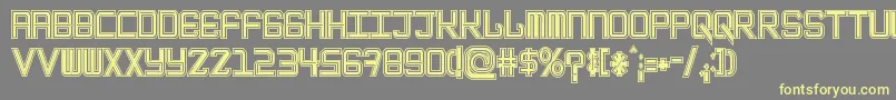 EpicenterTwostroke-Schriftart – Gelbe Schriften auf grauem Hintergrund