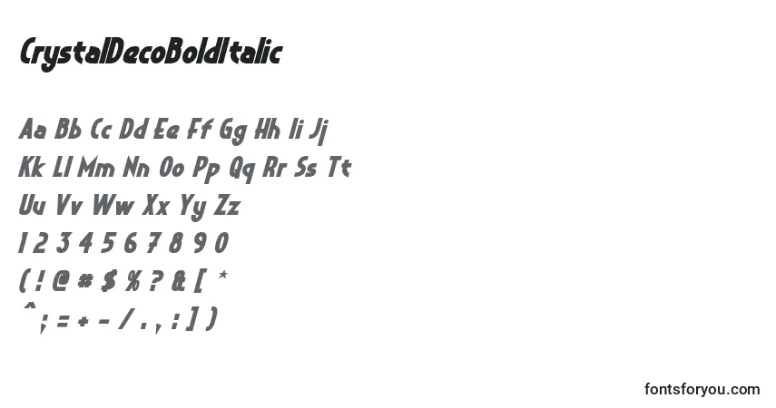CrystalDecoBoldItalic Font – alphabet, numbers, special characters
