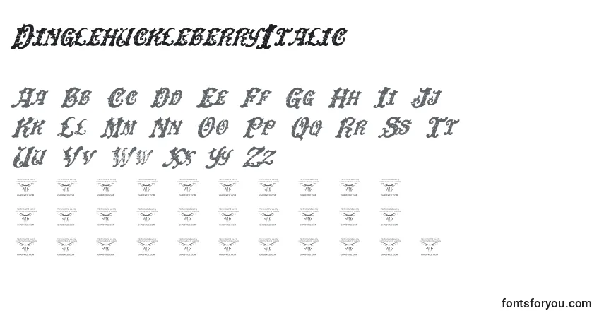Schriftart DinglehuckleberryItalic – Alphabet, Zahlen, spezielle Symbole