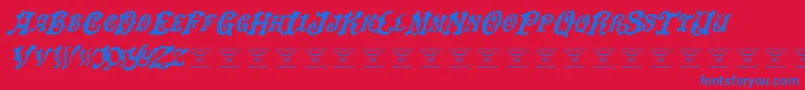 DinglehuckleberryItalic Font – Blue Fonts on Red Background