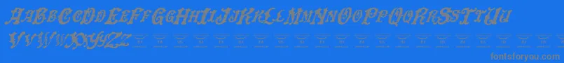 DinglehuckleberryItalic-Schriftart – Graue Schriften auf blauem Hintergrund