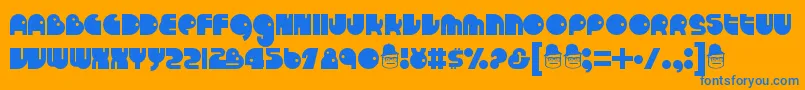 Runtron1983 Font – Blue Fonts on Orange Background