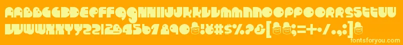 Runtron1983-Schriftart – Gelbe Schriften auf orangefarbenem Hintergrund