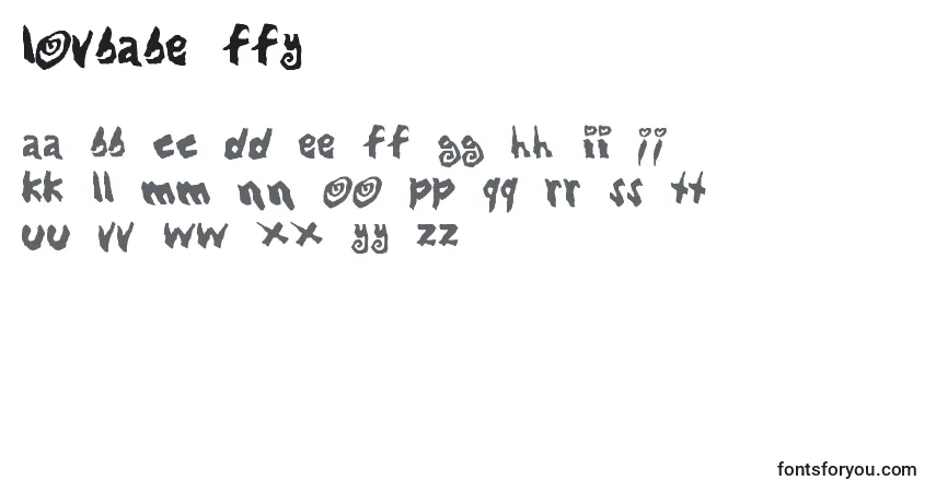 A fonte Lovbabe ffy – alfabeto, números, caracteres especiais
