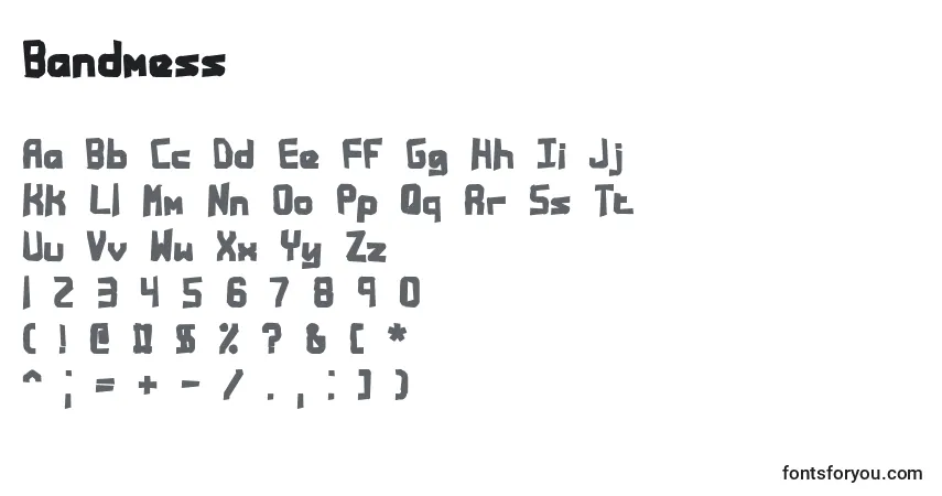 Schriftart Bandmess – Alphabet, Zahlen, spezielle Symbole