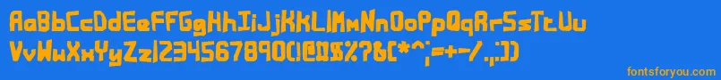 Bandmess Font – Orange Fonts on Blue Background