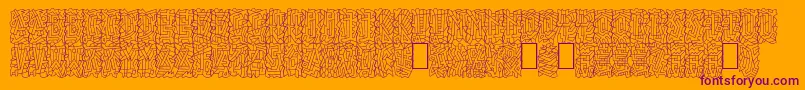 Fonte Linotypepaintit – fontes roxas em um fundo laranja
