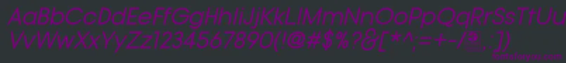 Шрифт TypoGotikaItalicDemo – фиолетовые шрифты на чёрном фоне