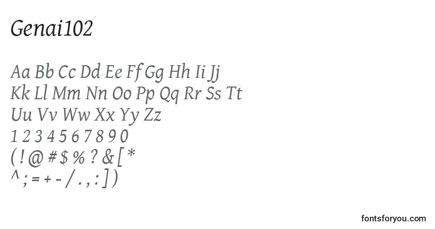Czcionka Genai102 – alfabet, cyfry, specjalne znaki