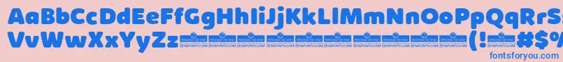 フォントKabrioSoftHeavyTrial – ピンクの背景に青い文字