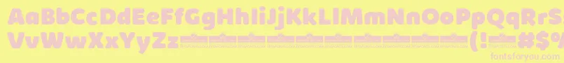 KabrioSoftHeavyTrial-fontti – vaaleanpunaiset fontit keltaisella taustalla