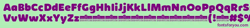 KabrioSoftHeavyTrial-fontti – violetit fontit vihreällä taustalla