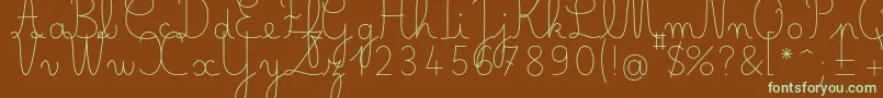 Belleallurecefin-fontti – vihreät fontit ruskealla taustalla