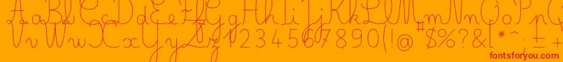 Belleallurecefin-Schriftart – Rote Schriften auf orangefarbenem Hintergrund