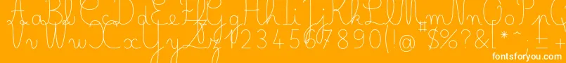 Belleallurecefin-Schriftart – Weiße Schriften auf orangefarbenem Hintergrund