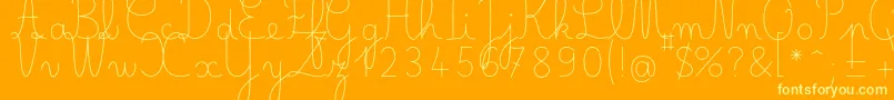 Belleallurecefin-Schriftart – Gelbe Schriften auf orangefarbenem Hintergrund