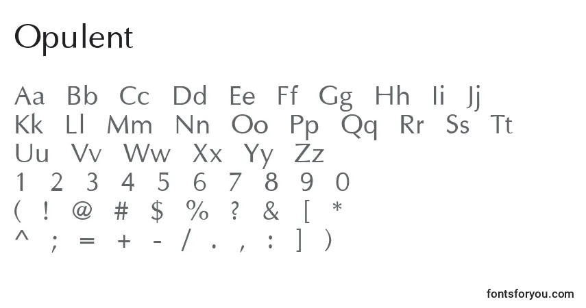 Шрифт Opulent – алфавит, цифры, специальные символы