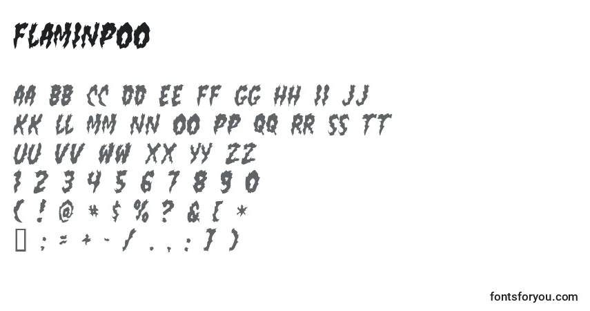 Czcionka FlaminPoo – alfabet, cyfry, specjalne znaki