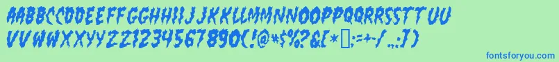 フォントFlaminPoo – 青い文字は緑の背景です。