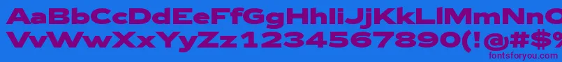 Zeppelin43Bold-Schriftart – Violette Schriften auf blauem Hintergrund