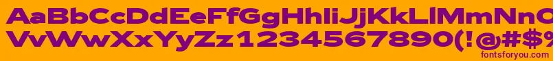 Zeppelin43Bold-Schriftart – Violette Schriften auf orangefarbenem Hintergrund