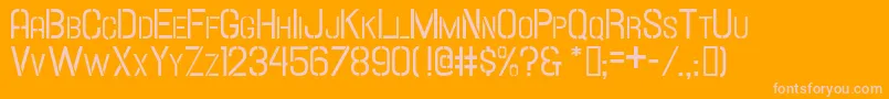 Hallandalestencilsc-Schriftart – Rosa Schriften auf orangefarbenem Hintergrund