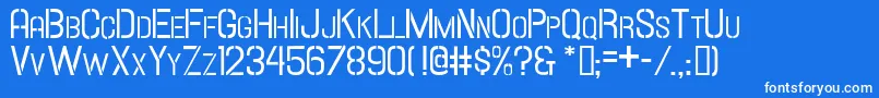 Hallandalestencilsc Font – White Fonts on Blue Background