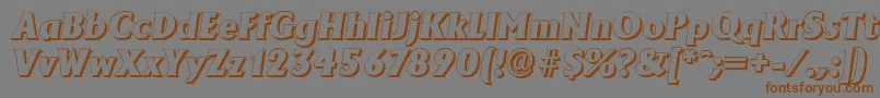 フォントAdelonshadowHeavyItalic – 茶色の文字が灰色の背景にあります。