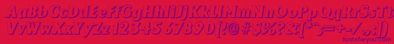 Czcionka AdelonshadowHeavyItalic – fioletowe czcionki na czerwonym tle