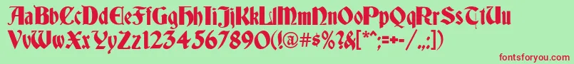 Germania-Schriftart – Rote Schriften auf grünem Hintergrund