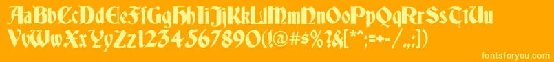 Germania-Schriftart – Gelbe Schriften auf orangefarbenem Hintergrund