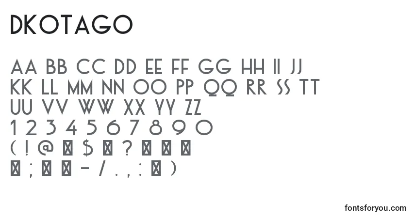Schriftart DkOtago – Alphabet, Zahlen, spezielle Symbole