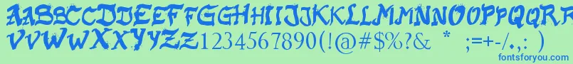 RaslaniKaplash-Schriftart – Blaue Schriften auf grünem Hintergrund