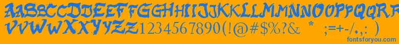 フォントRaslaniKaplash – オレンジの背景に青い文字