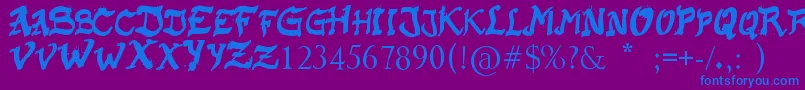 Fonte RaslaniKaplash – fontes azuis em um fundo violeta