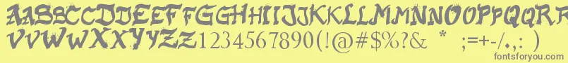 フォントRaslaniKaplash – 黄色の背景に灰色の文字