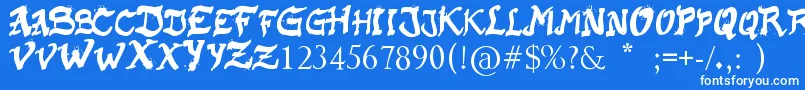 フォントRaslaniKaplash – 青い背景に白い文字