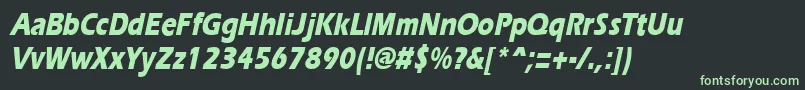 ErgoeextraboldcondItalic-fontti – vihreät fontit mustalla taustalla