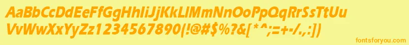 ErgoeextraboldcondItalic Font – Orange Fonts on Yellow Background