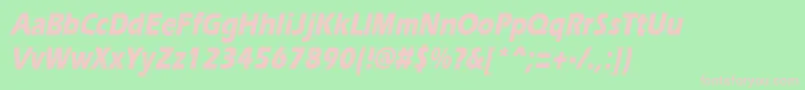 ErgoeextraboldcondItalic-fontti – vaaleanpunaiset fontit vihreällä taustalla